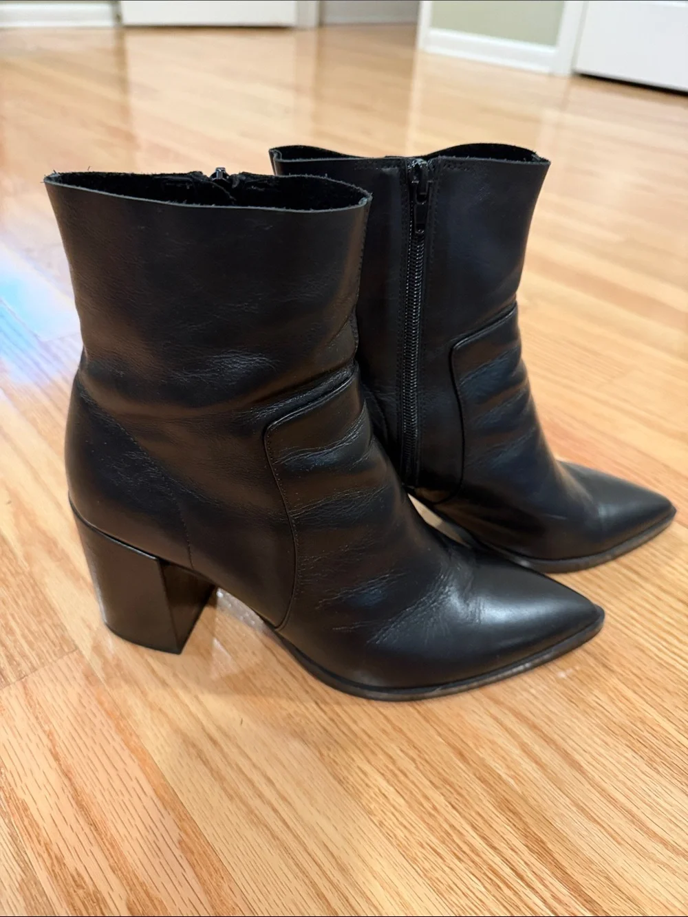 Tony Bianca Black Pointed-Toe Ankle Boots